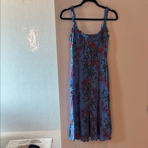 Astr Blue and Pink Spaghetti Strap Midi Sundress